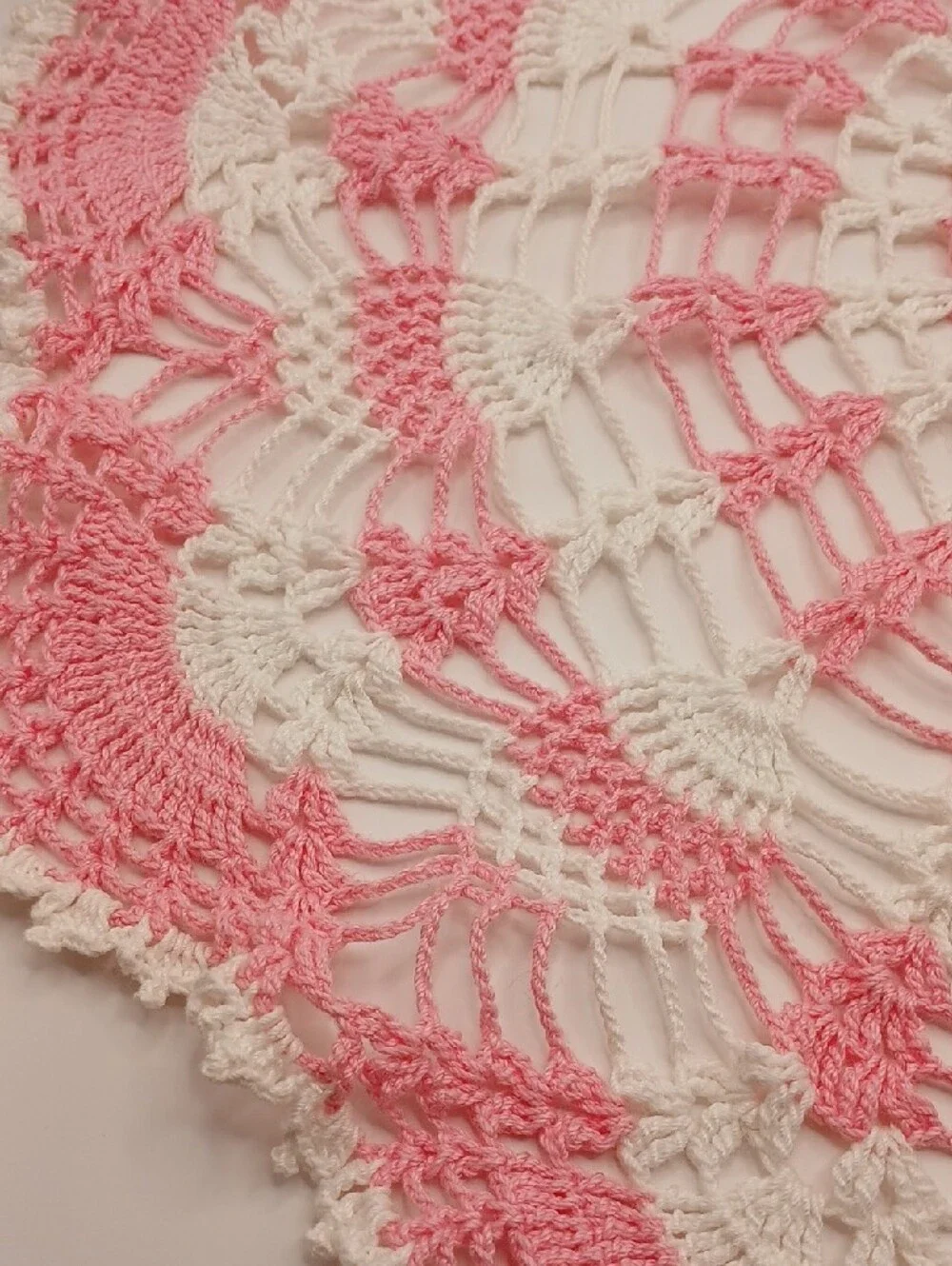Handmade Pink & White Crochet Doily 20